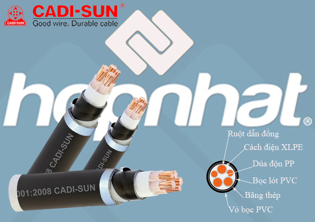 Cáp đồng ngầm 5 ruột DSTA 3x2.5+2x1.5, Cáp ngầm Cadisun 3x2.5+2x1.5